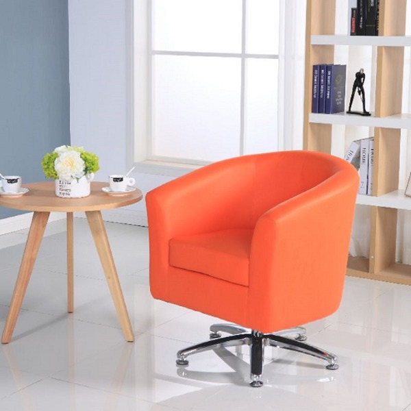 Orange Tub Chair Camden Leather Swivel Tub Chair Armchair Orange