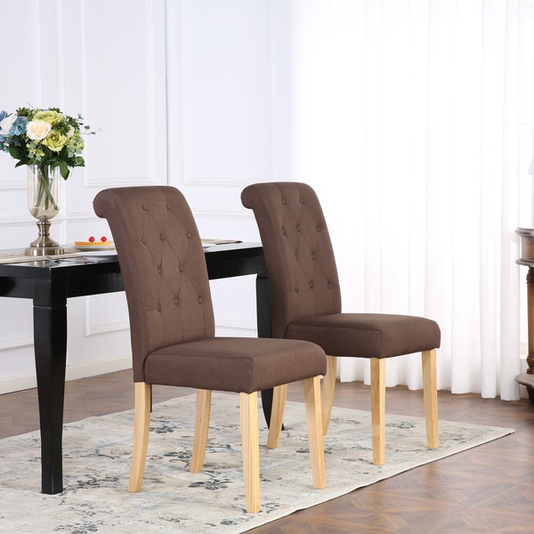 Dining Chairs Set Of 2 Kensington Fabric Scroll High Set Of 2 Kensington Fabric Dining Chairs Scroll High Back Brown