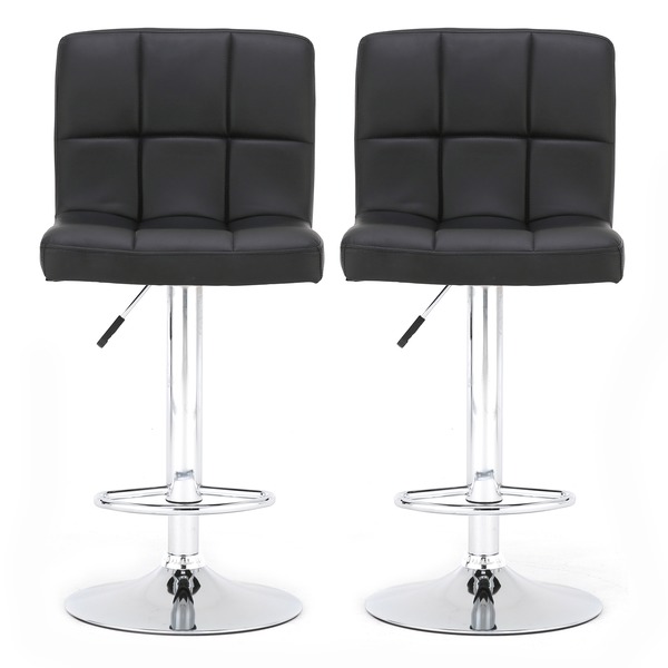 Pair Windsor Fabric Bar Stools Black, Black Leather Bar Stool Chairs