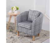 Edinburgh Tartan Fabric Tub Chair Armchair Grey
