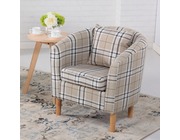 Edinburgh Tartan Fabric Tub Chair Armchair Cream