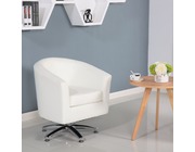 Camden Leather Swivel Tub Chair Armchair White