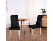 Set of 2 Canterbury Velvet Fabric Dining Chairs Scroll High Back Black Set of 2 Canterbury Velvet Fabric Dining Chairs Scroll High Back Black