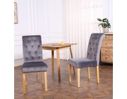 Set of 2 Canterbury Velvet Fabric Dining Chairs Scroll High Back Dark Grey Set of 2 Canterbury Velvet Fabric Dining Chairs Scroll High Back Dark Grey