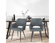 Set of 2 Tuscany Vintage Leather Dining Chairs Dark Grey