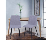 Set of 2 Dublin Fabric Dining Chairs Light Grey