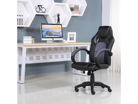 Gaming Chairs Executive Leather Sports Racing Office Computer Executive Leather Gaming Sports Racing Office Computer Chair Grey