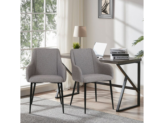 Set of 2 Berlin Fabric Dining Chairs Light Grey