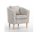 Edinburgh Tartan Fabric Tub Chair Armchair Cream
