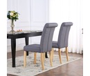 Set of 2 Kensington Fabric Dining Chairs Scroll High Back Dark Grey