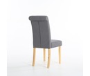 Set of 2 Kensington Fabric Dining Chairs Scroll High Back Dark Grey