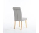 Set of 2 Kensington Fabric Dining Chairs Scroll High Back Light Grey