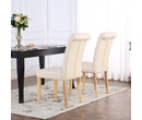 Set of 2 Kensington Fabric Dining Chairs Scroll High Back Cream