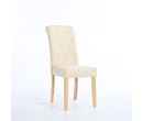 Set of 2 Kensington Fabric Dining Chairs Scroll High Back Cream
