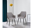 Set of 2 Toronto Fabric Dining Chairs Light Grey